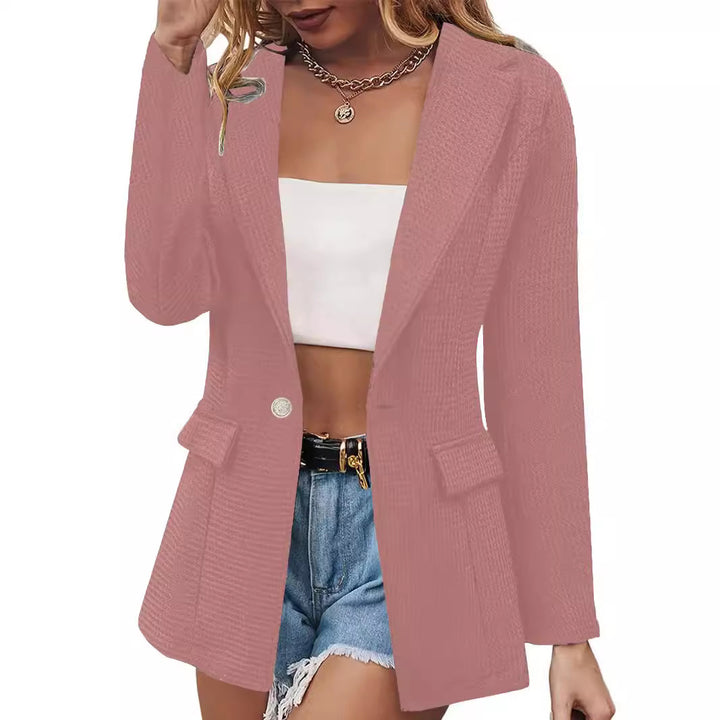 Damen eleganter Blazer mit strukturierter Textur und Taschen Drune