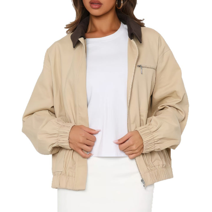 Damen Sportliche Utility-Jacke mit leichtem Material und hohem Kragen Drune