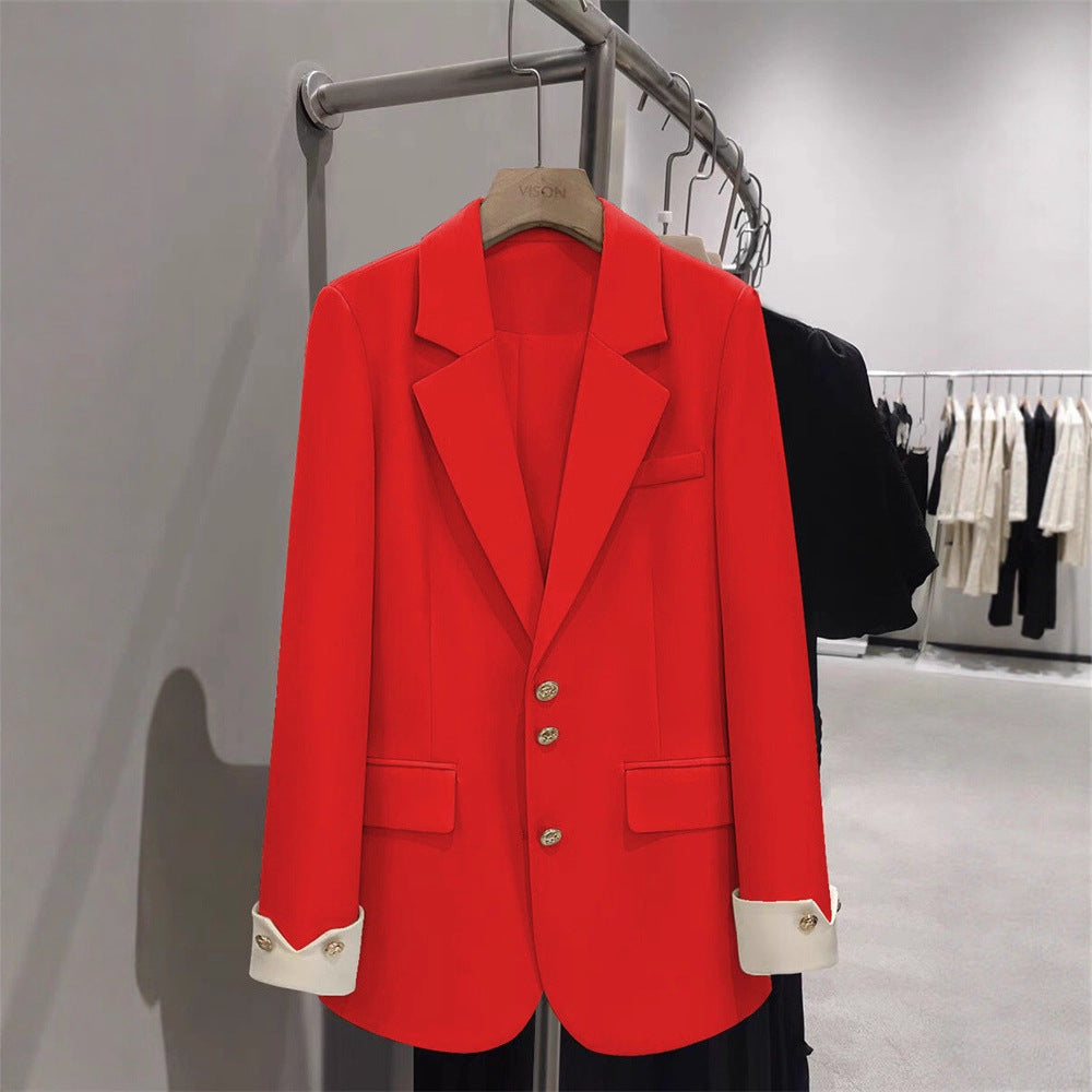 Damen Eleganter Blazer mit goldenen Knopfdetails Drune