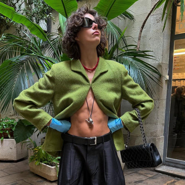 Damen Kurzblazer aus strukturiertem Bouclé mit kastiger Silhouette Drune