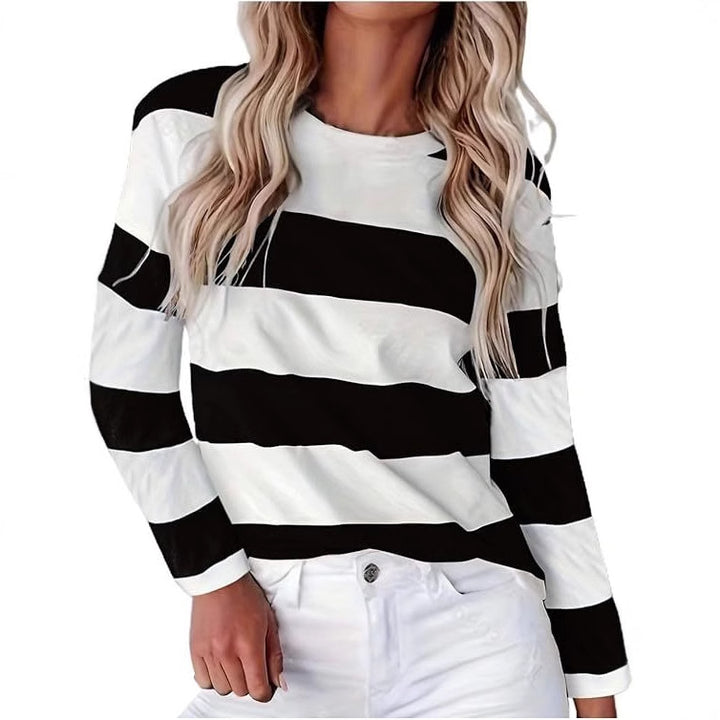 Damen lässiges gestreiftes Langarmshirt Drune