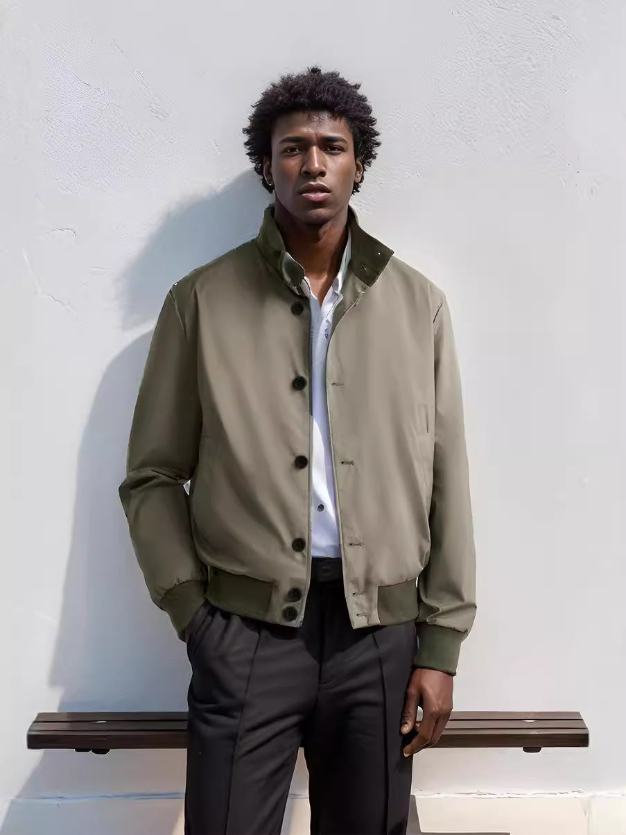 Herren Casual-Bomberjacke mit hohem Kragen und praktischen Taschen Drune