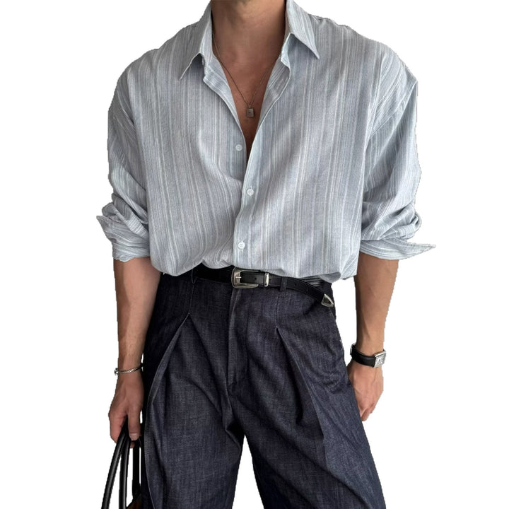 Herren Elegantes Hemd mit Vertikalen Streifen Drune