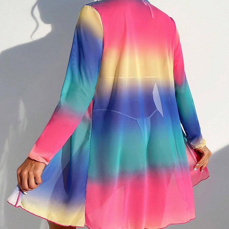 Damen Strandkimono mit buntem Farbverlauf Drune