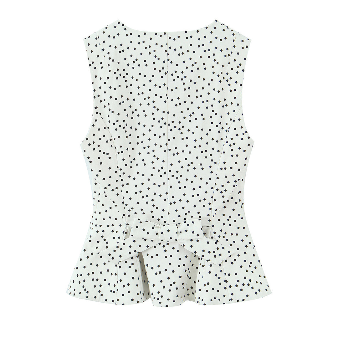 Damen Polka-Dot Tailliertes Oberteil mit eleganter Knopfleiste Drune