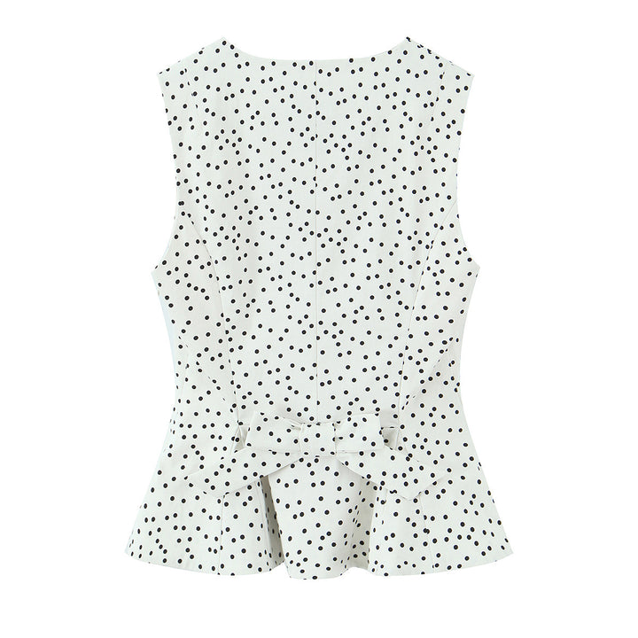 Damen Polka-Dot Tailliertes Oberteil mit eleganter Knopfleiste Drune