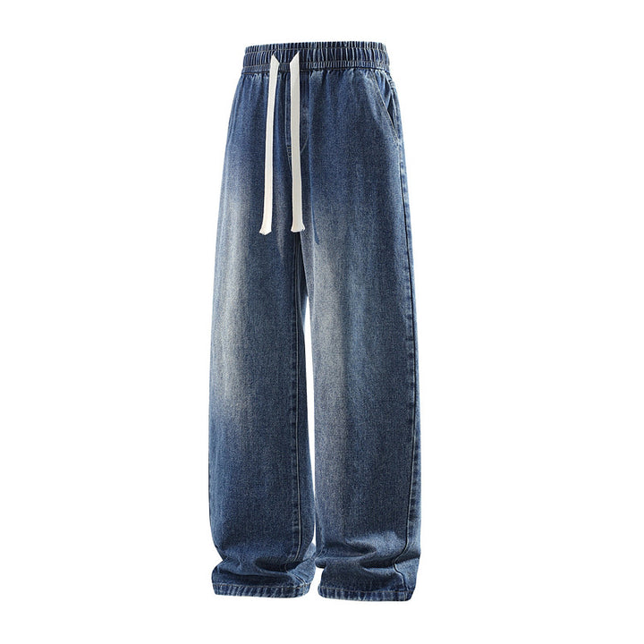 Herren Weite Denim-Freizeithose mit elastischem Bund, Tunnelzug & relaxed Baggy‑Silhouette Drune