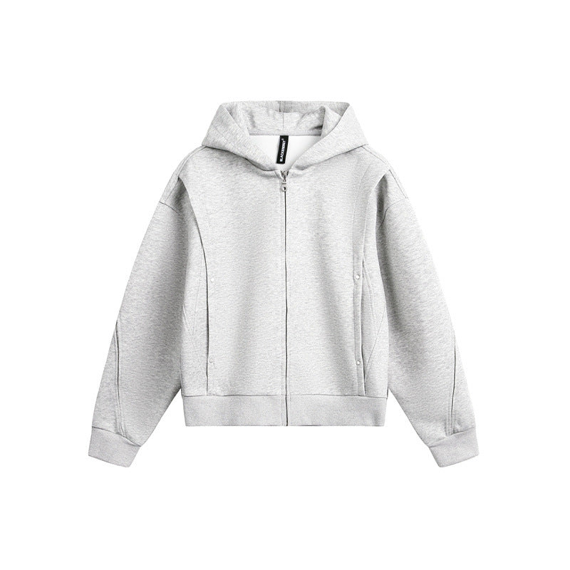 Unisex Oversize Kapuzen-Sweatjacke mit Reißverschluss und verdeckten Seitentaschen Drune