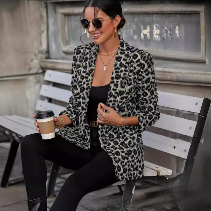 Damen Blazer im trendigen Animal-Print mit elegantem Revers und praktischen Taschen Drune