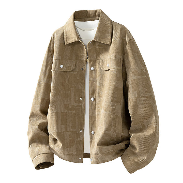 Herren Modische Jacke mit Schlaufen Kragen Drune