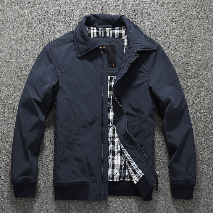 Herren Übergangsjacke im Harrington-Stil mit gesteppter Innenfütterung und Rippbündchen Drune