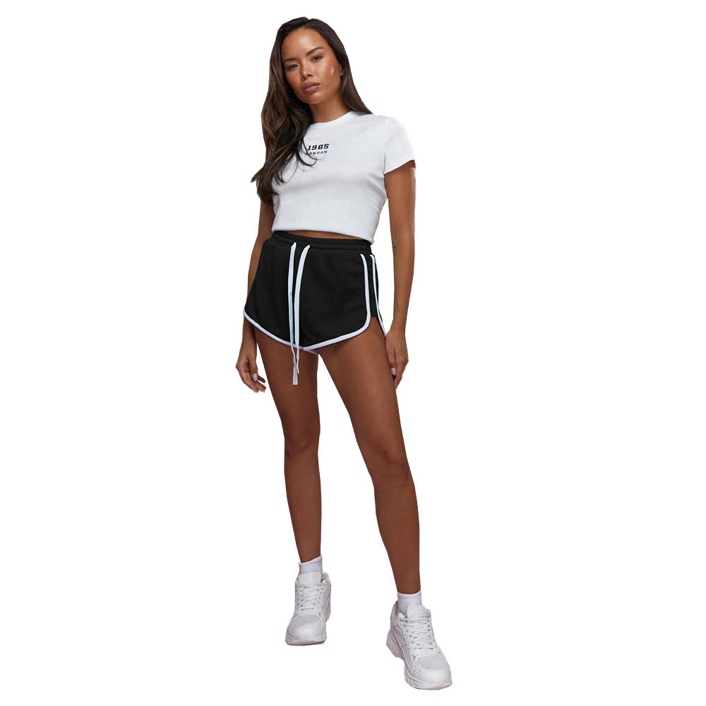 Damen Sportliche Shorts mit hochwertiger Veloursstruktur und seitlichen Kontraststreifen Drune