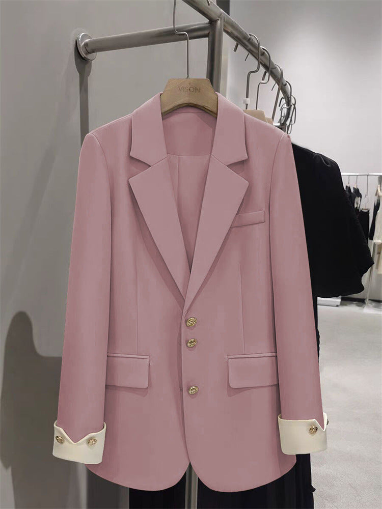 Damen Eleganter Blazer mit goldenen Knopfdetails Drune