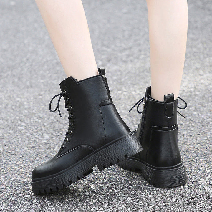 Damen robuste Schnürstiefel mit hoher Sohle und praktischem Design Drune