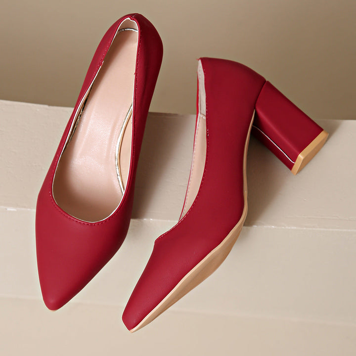 Damen Elegante Pumps mit modischem Blockabsatz und spitzem Design Drune