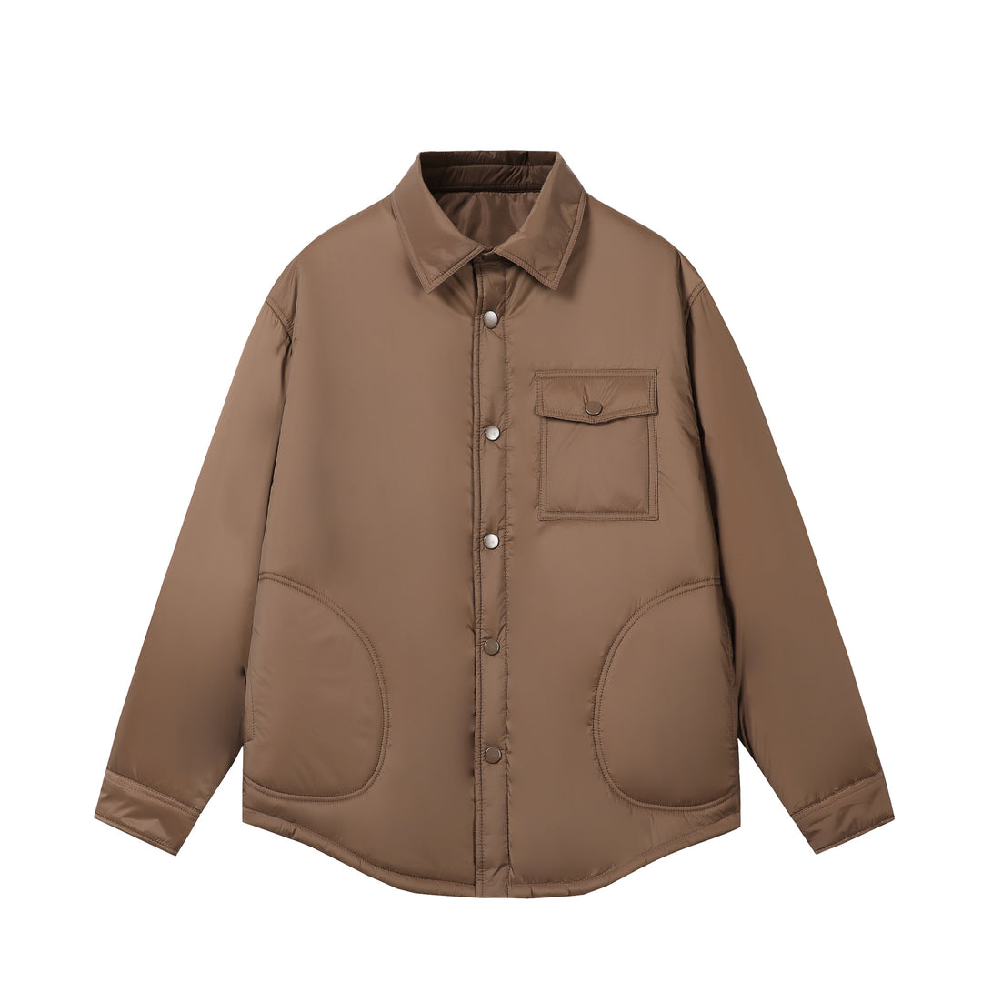 Unisex Kurz geschnittener Thermo‑Hemdblouson mit Hemdkragen und Pattentasche Drune