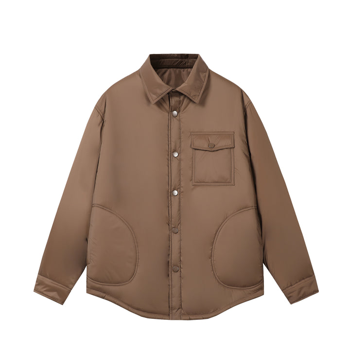 Unisex Kurz geschnittener Thermo‑Hemdblouson mit Hemdkragen und Pattentasche Drune