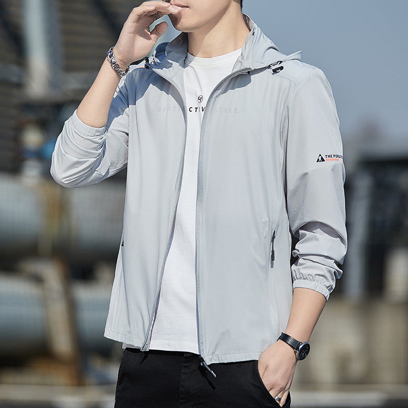 Herren Ultraleichte Wind- und Regenjacke mit Kapuze, Packfunktion und Reißverschlusstaschen Drune