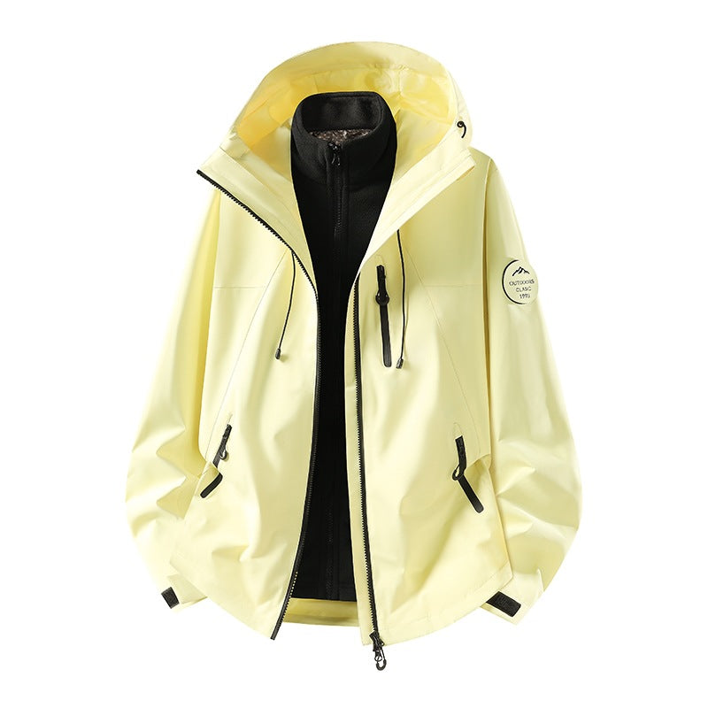 Herren Zweiteilige wasserdichte Outdoorjacke mit abnehmbarer Fleece‑Innenjacke und versiegelten Nähten Drune