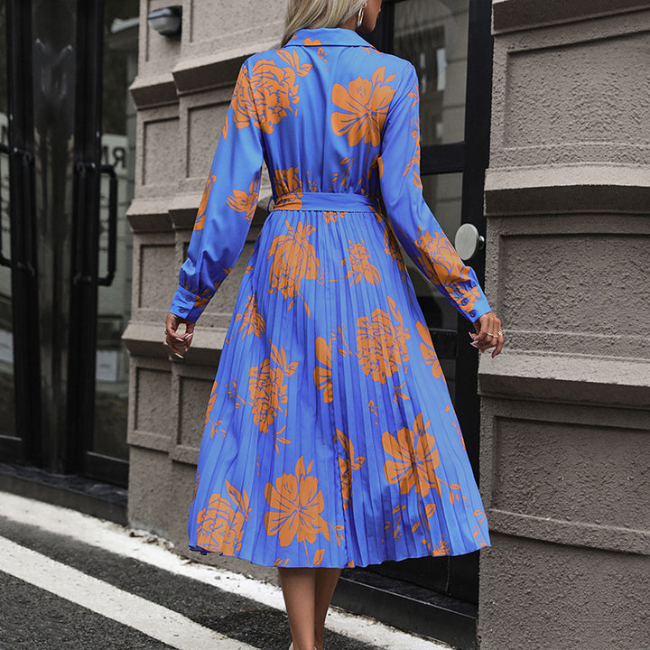 Damen Midikleid mit Plissée-Rock, Wickeloberteil und Taillengürtel Drune