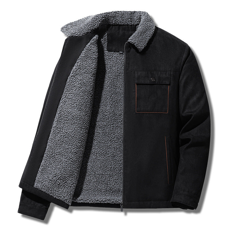 Herren gefütterte Sherpa-Canvas-Jacke mit Reißverschluss Drune