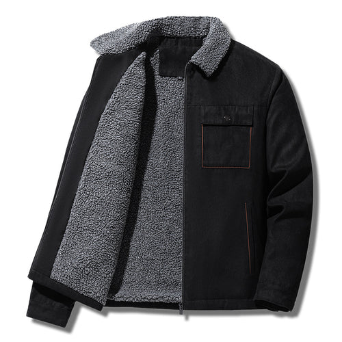 Herren gefütterte Sherpa-Canvas-Jacke mit Reißverschluss Drune