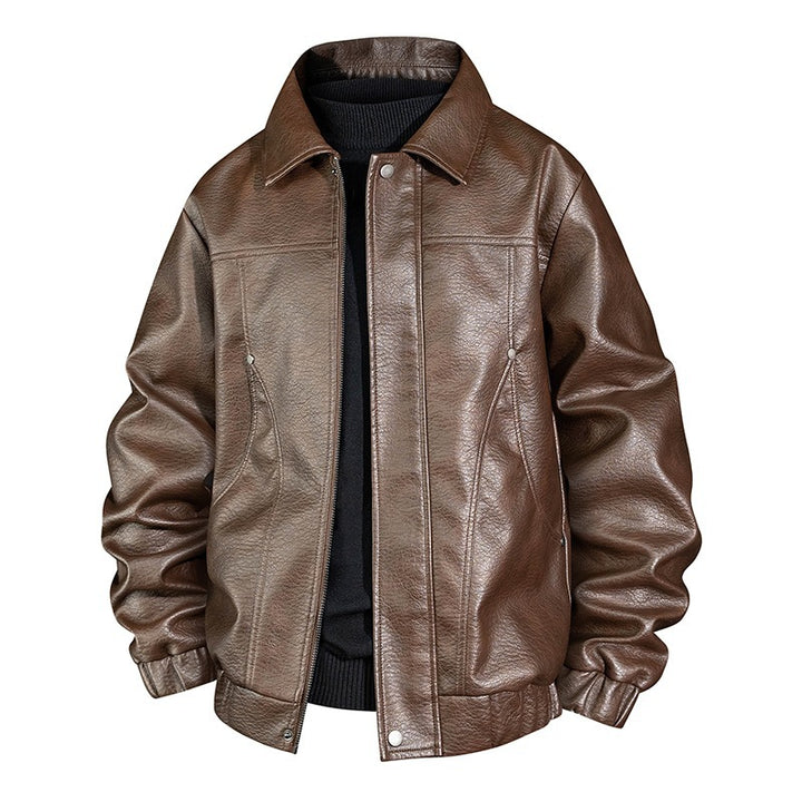 Herren Modische Kunstleder-Bomberjacke Drune