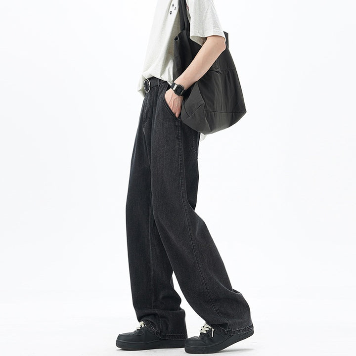 Herren Weite Denim-Jeans mit Vintage-Waschung und tiefem Schritt Drune