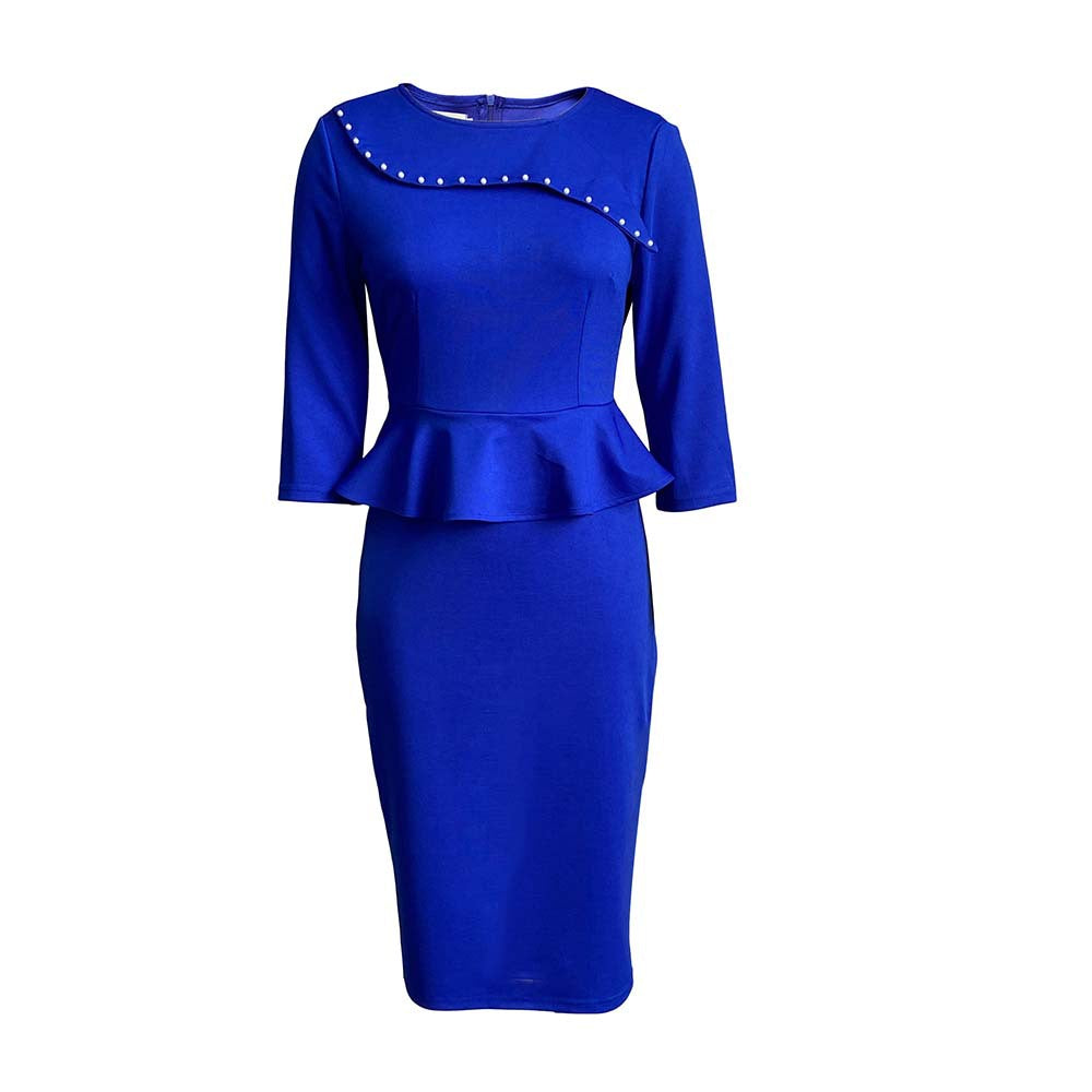Damen Figurbetontes Kleid mit Peplumsaum und eleganten Details Drune