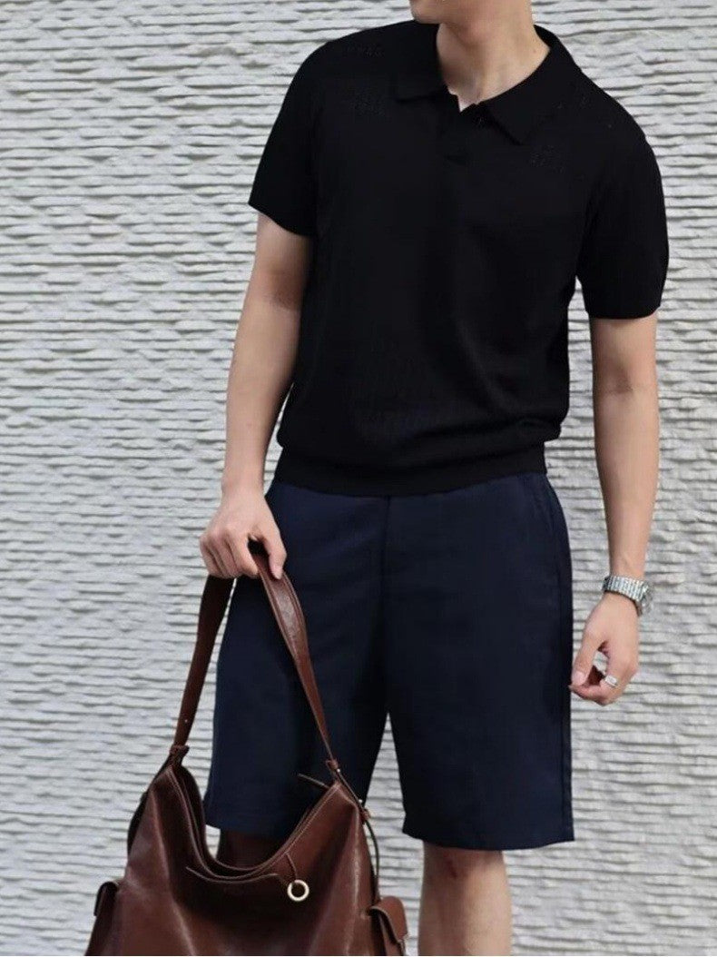 Herren Elegantes Polohemd mit strukturierter Oberfläche Drune