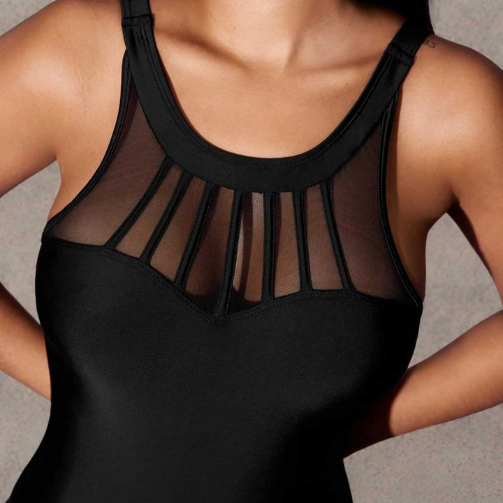 Damen Einteiliger Badeanzug mit modischem Mesh-Detail Drune