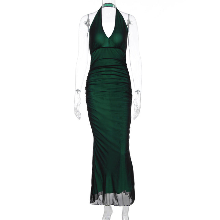 Damen Elegantes Maxikleid mit tiefem V-Ausschnitt und taillierendem Schnitt Drune
