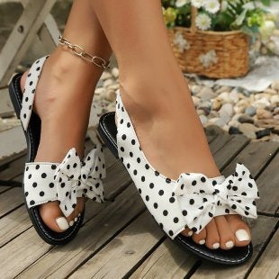Damen offene Sandalen mit großem Schleifen-Design Drune