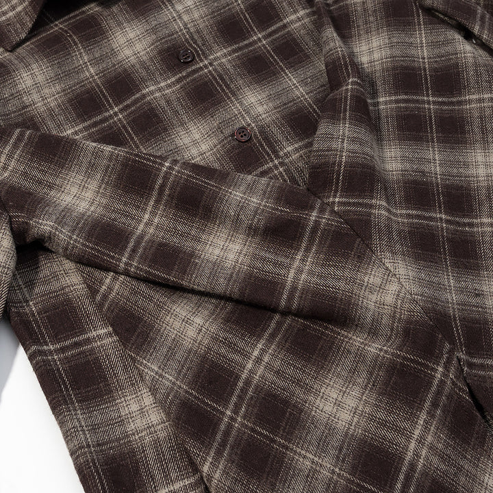 Damen Kariertes Baumwollhemd mit Wickel‑Drapierung und Oversize‑Silhouette Drune