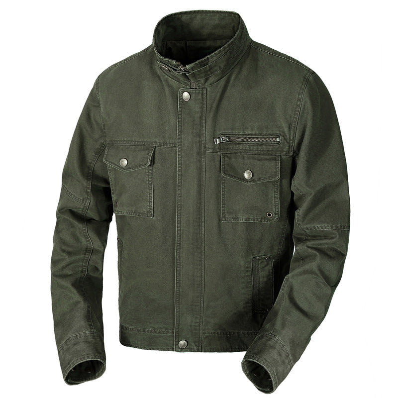 Herren leichtes Baumwoll-Utility-Blouson mit Stehkragen und Brusttaschen Drune