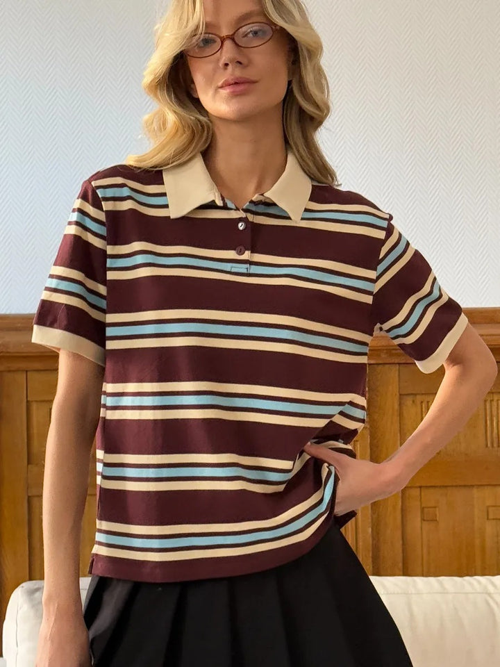 Damen Poloshirt mit modernen Streifenmuster Drune