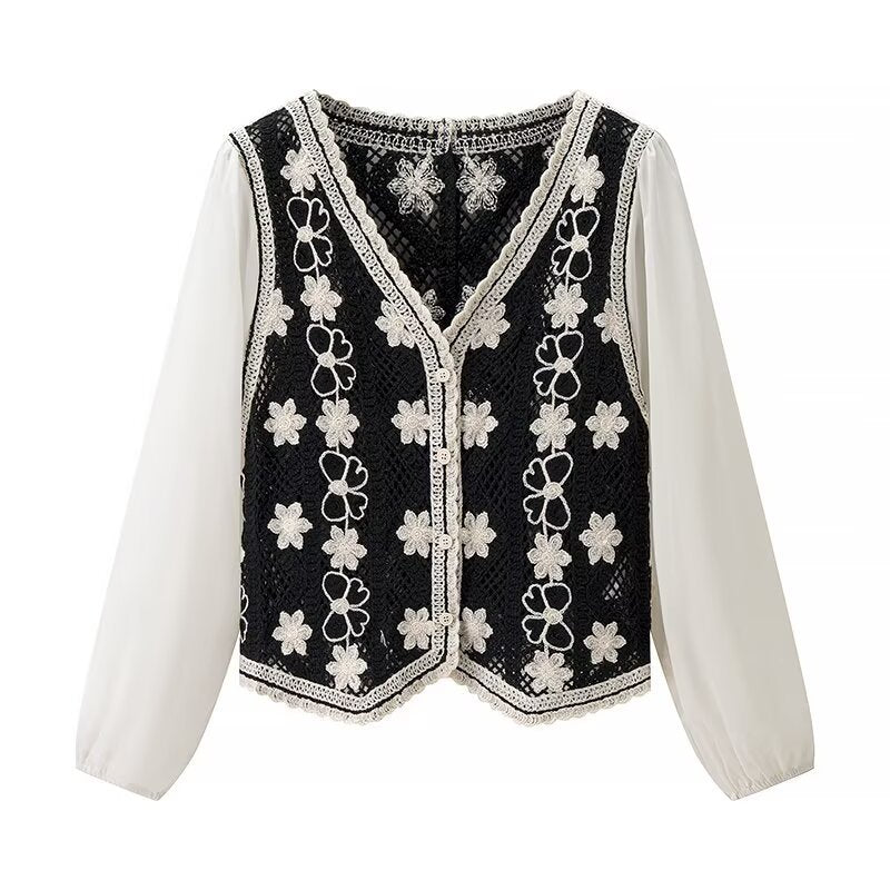 Damen Spitzenbluse mit eleganten floralem Design Drune