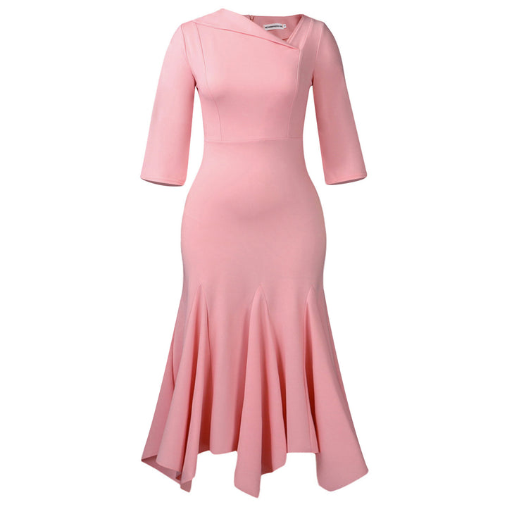 Damen Elegantes und figurbetontes Cocktailkleid mit Flügelärmel Drune