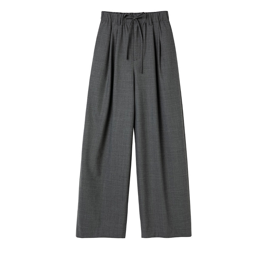 Damen Weite High‑Waist Bundhose mit Tunnelzug und Bügelfalte Drune