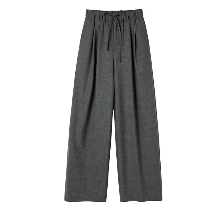 Damen Weite High‑Waist Bundhose mit Tunnelzug und Bügelfalte Drune