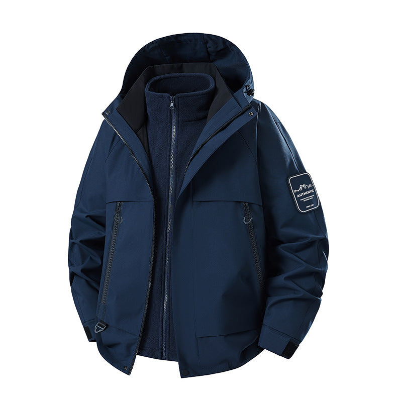 Herren multifunktionale Wasserfeste Softshell-Regenjacke mit abnehmbarer Fleece-Innenjacke Drune