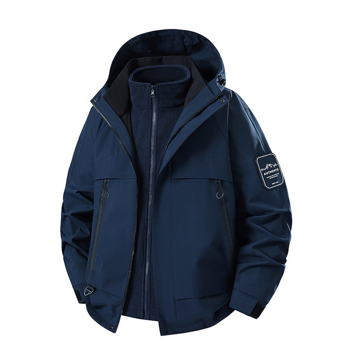 Herren multifunktionale Wasserfeste Softshell-Regenjacke mit abnehmbarer Fleece-Innenjacke Drune