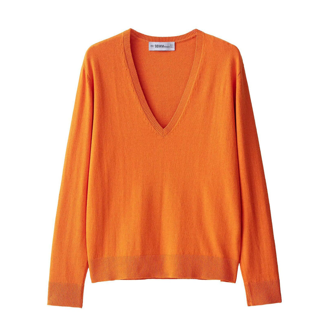 Damen eleganter V-Ausschnitt Strickpullover Drune