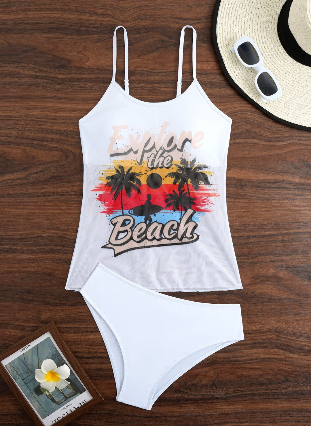 Damen Sportliches Tankini-Set mit trendigem Druck Drune