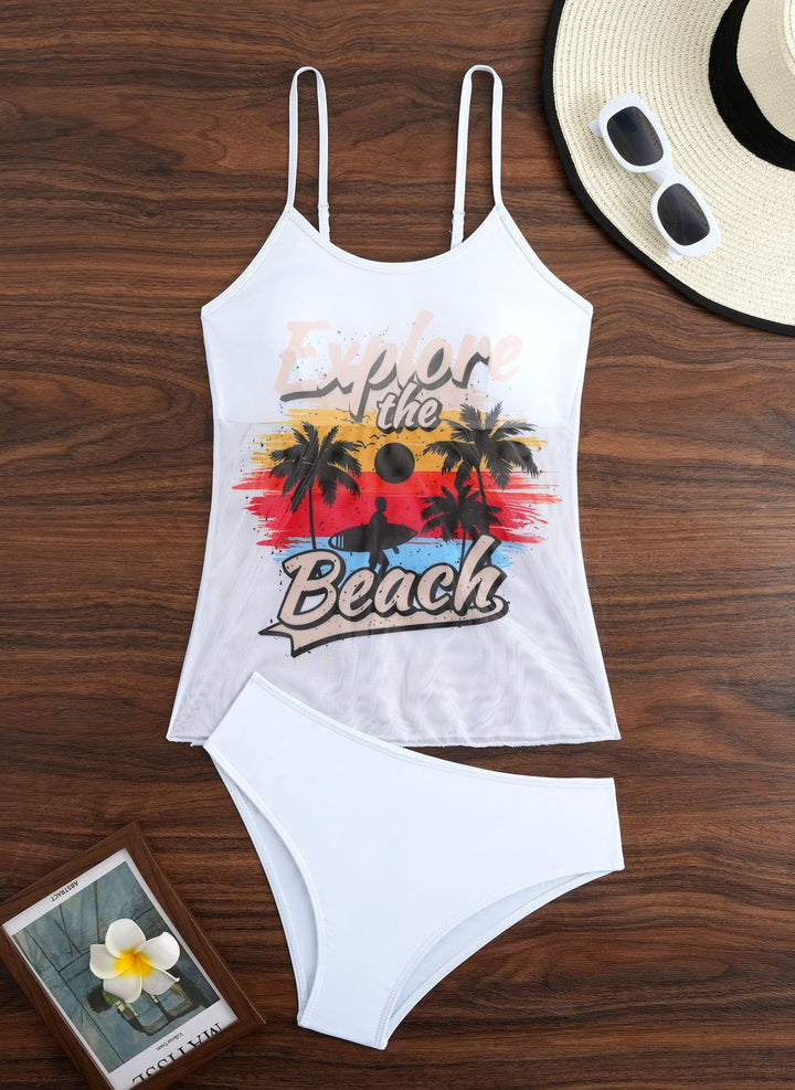 Damen Sportliches Tankini-Set mit trendigem Druck Drune