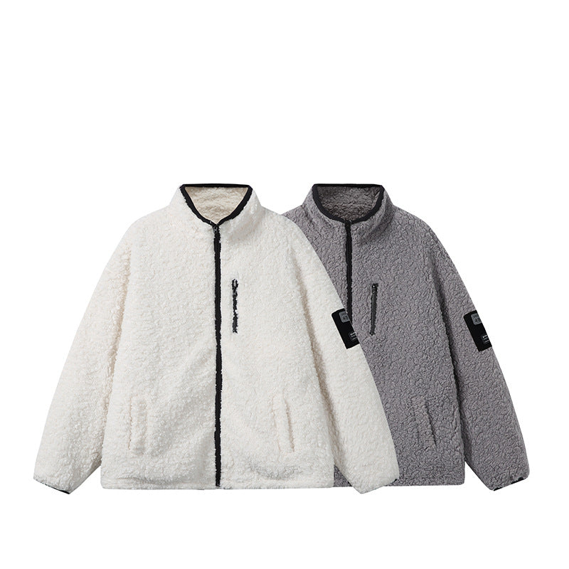 Unisex Teddy‑Fleece Jacke mit Stehkragen, hoher Wärme und kontrastierender Reißverschluss Drune