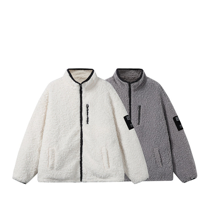 Unisex Teddy‑Fleece Jacke mit Stehkragen, hoher Wärme und kontrastierender Reißverschluss Drune