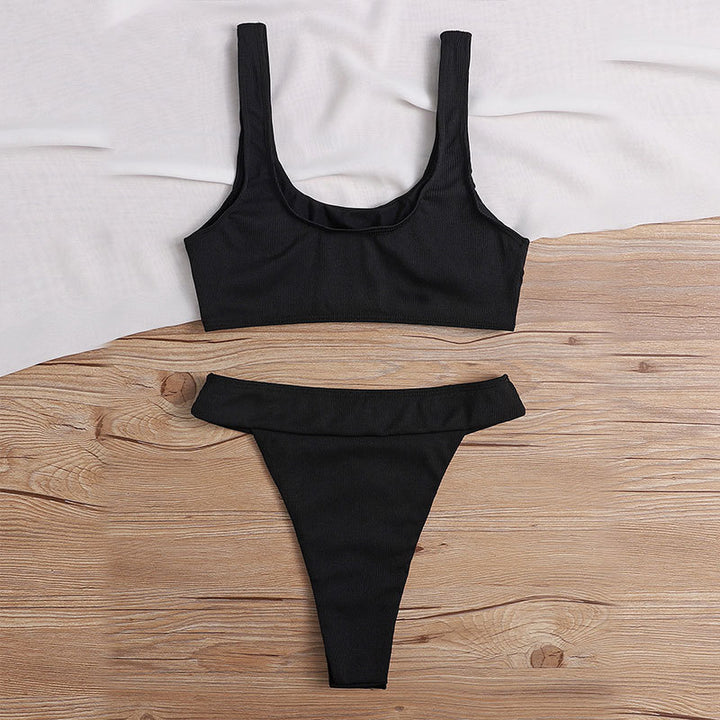 Damen Hochgeschnittener Bikini mit breiten Trägern Drune