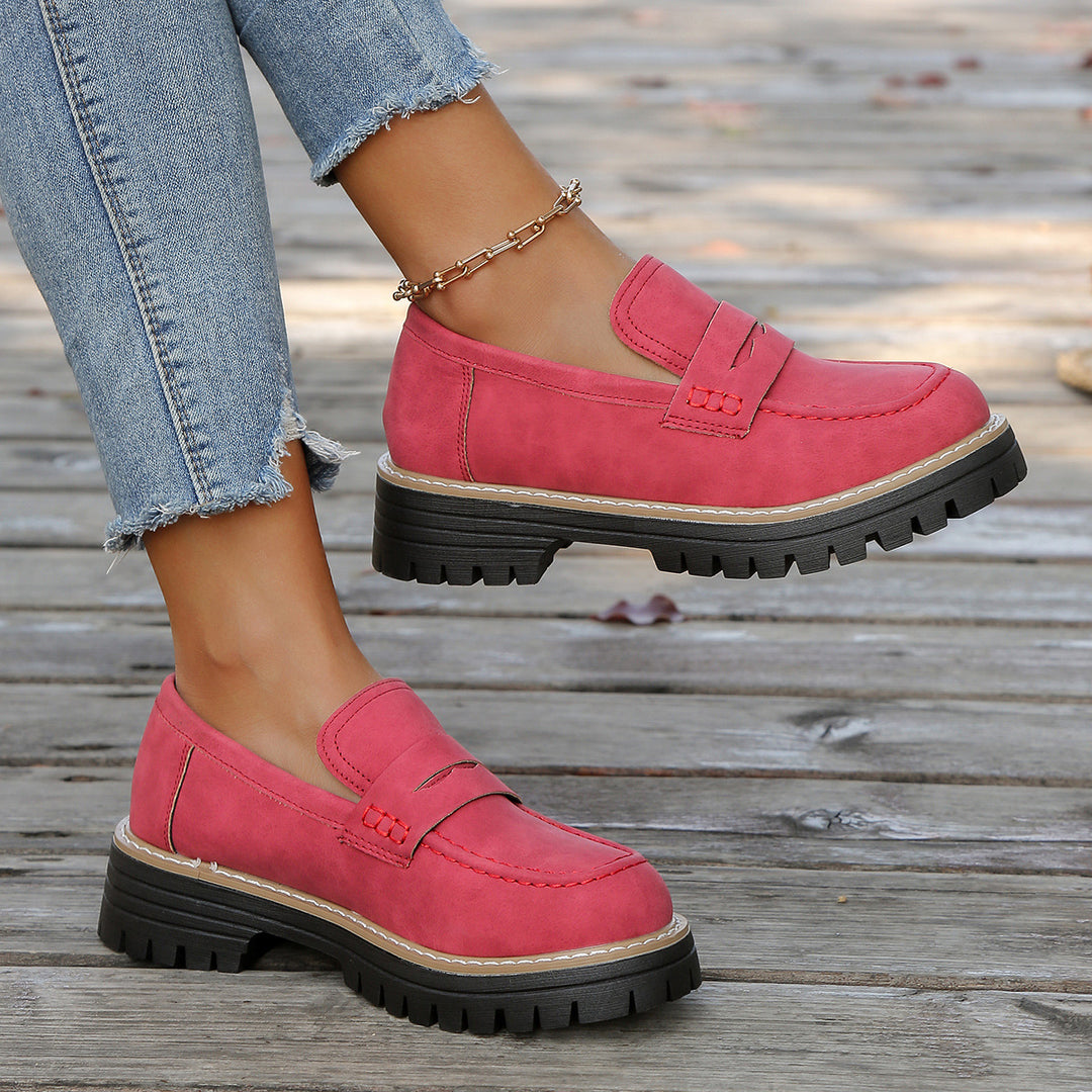 Damen robuste Loafer mit markanter Profilsohle, weichem Veloursoptik-Obermaterial und gepolstertem Komfortfußbett Drune