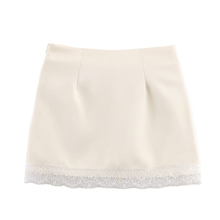 Damen eleganter Rock mit Spitzenbesatz Drune